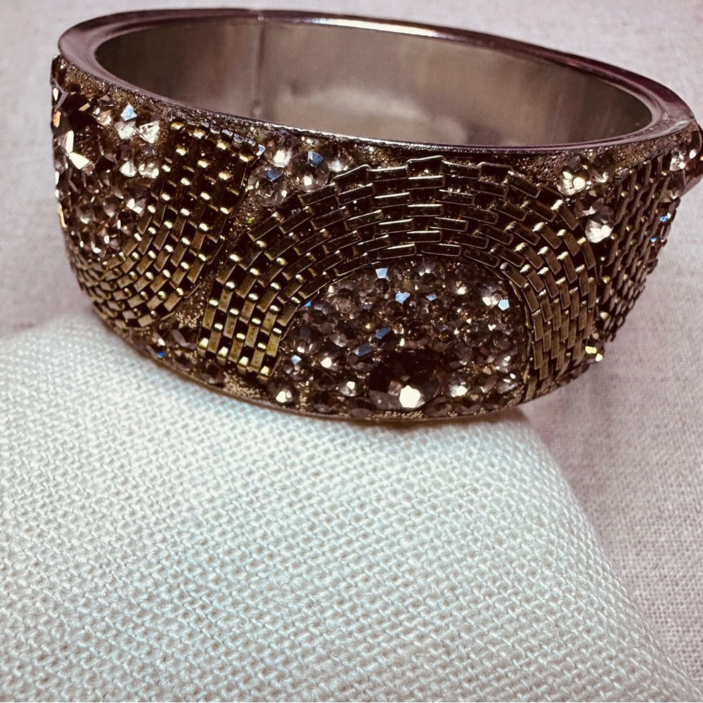 Chamak By Priya | Bracelet | Wide Crystal Bracelet in Gold - Picture 8 of 16